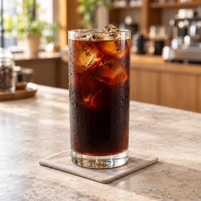 Bardakta buzlu sade cold brew