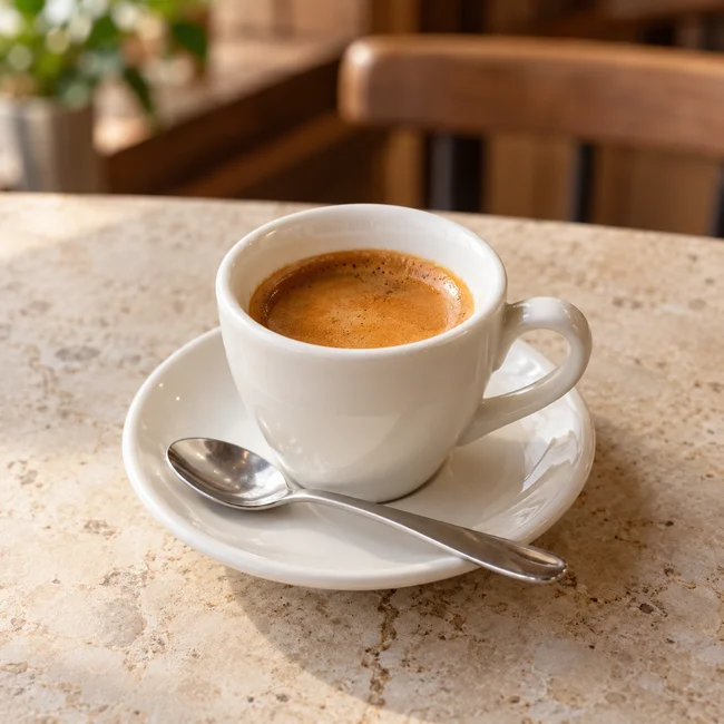 Beyaz fincanda taze espresso